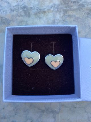 Pendientes Viceroy Corazón Esmaltado Beige y Rosa