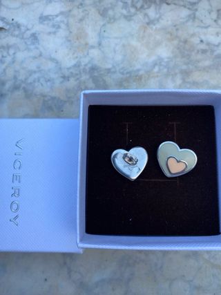 Pendientes Viceroy Corazón Esmaltado Beige y Rosa