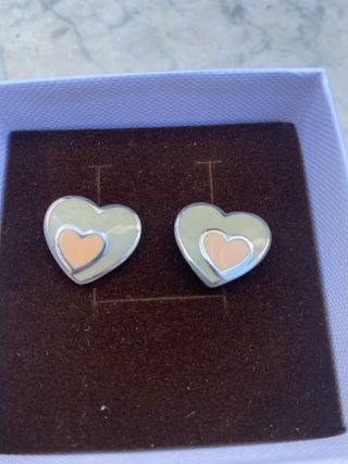 Pendientes Viceroy Corazón Esmaltado Beige y Rosa