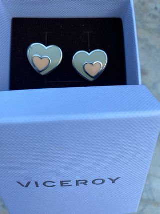 Pendientes Viceroy Corazón Esmaltado Beige y Rosa
