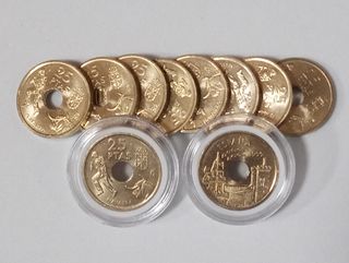 2 MONEDAS 25 PTAS DE NAVARRA 1999 S/C