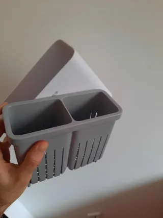 Porta cubiertos Jeybos transparente y blanco