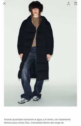 Anorak Zara Negro Largo