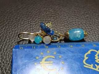 Orecchini fiori ,Murano Giada celeste,Acciaio