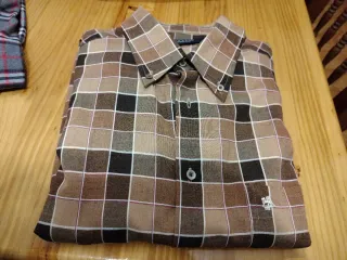 Camisa de cuadros hombre beige y marrón