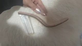 Sandalias transparentes tacón bloque talla 38