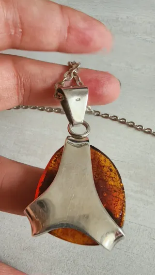 Colgante Plata Maciza y Ámbar Auténtico