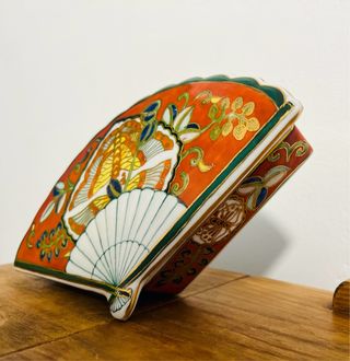 Caja Joyero Porcelana China Abanico década 1900
