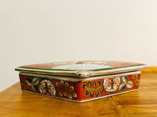 Caja Joyero Porcelana China Abanico década 1900
