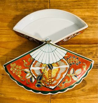 Caja Joyero Porcelana China Abanico década 1900