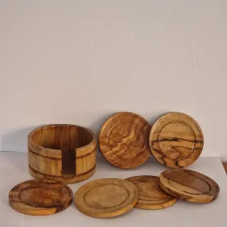 Juego 6 posavasos madera natural