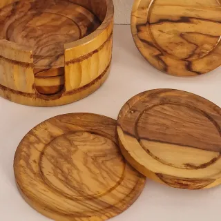 Juego 6 posavasos madera natural