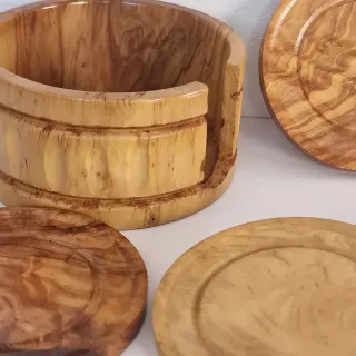 Juego 6 posavasos madera natural