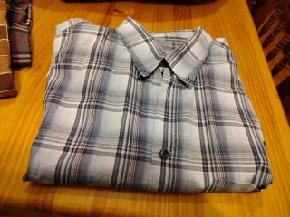 Camisa cuadros caballero azul y gris