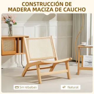 Butaca de salón ratán y madera