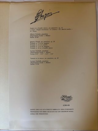 Lotto 5 LP Fryderyk Chopin - I Grandi Musicisti