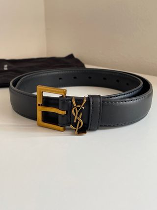 Cinturón Saint Laurent Negro Hebilla Dorada