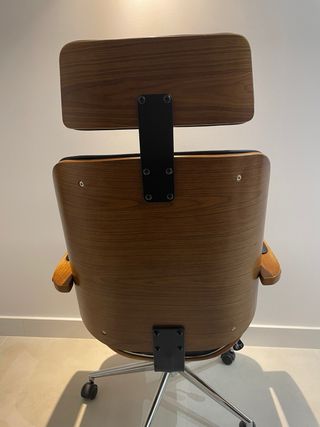 Silla de oficina madera y piel sintetica