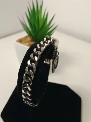 Cadena Plata Ley Maciza, pulsera