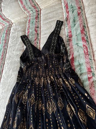 Vestido largo mujer negro y dorado