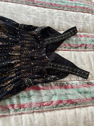 Vestido largo mujer negro y dorado