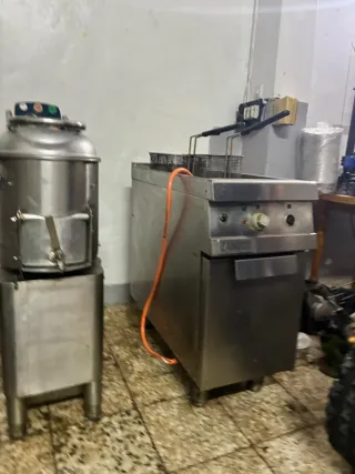 Peladora de patatas industrial y freidora