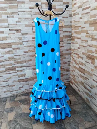 Vestido Flamenca Azul Lunares