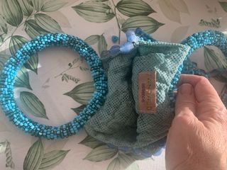 Bolso de mano abalorios azul