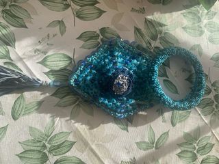 Bolso de mano abalorios azul