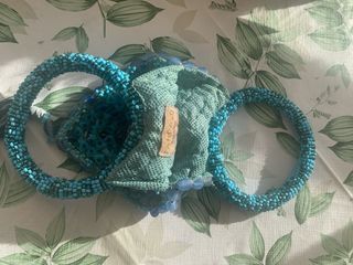 Bolso de mano abalorios azul