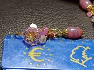 Orecchini fiori rosa giada acciaio