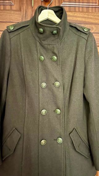 Abrigo lana Anne Klein verde khaki talla L