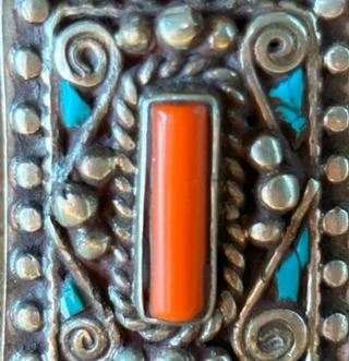 Anello Argento Nepalese Corallo Turchese