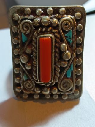 Anello Argento Nepalese Corallo Turchese