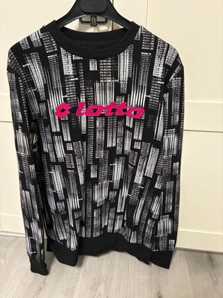 Sudadera Lotto Negra con Logo Rosa
