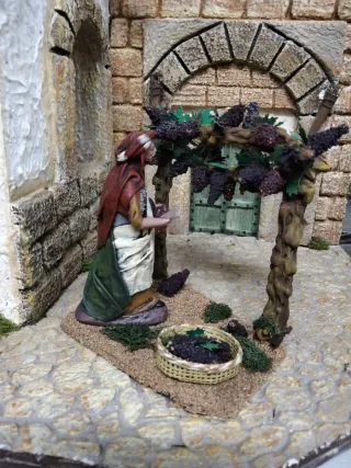 Figura Pastor con  Parra y Cesta de Uvas
