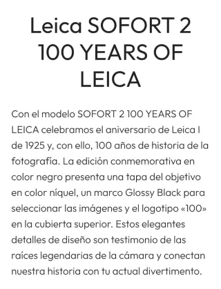 Cámara Leica Sofort 2 Casi Nueva