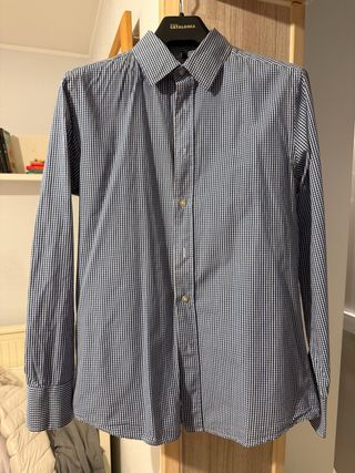 Camisa de cuadros azul hombre