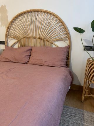 Funda Nórdica y de amohada rosa de lino de Zara Ho