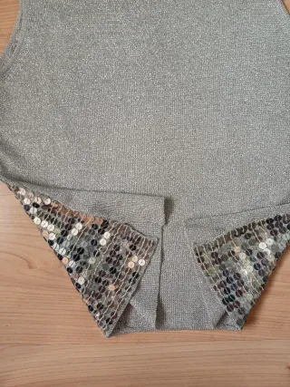 Top lentejuelas plateadas fiesta sin mangas