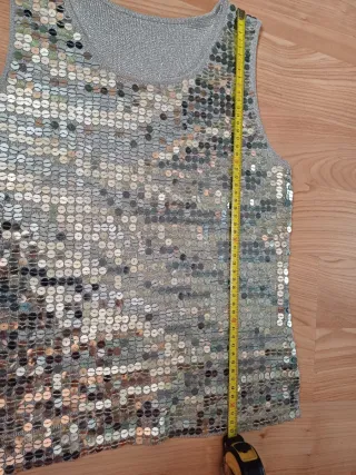 Top lentejuelas plateadas fiesta sin mangas