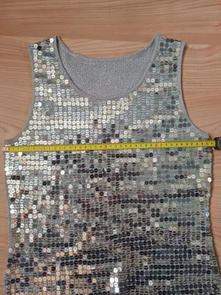 Top lentejuelas plateadas fiesta sin mangas