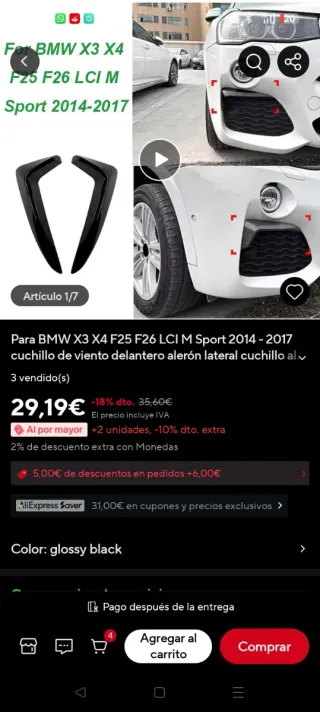 Alerones delanteros BMW X3/X4 F25/F26