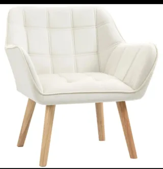 Poltrona da soggiorno moderna rivestita in velluto con sedile ampio, piedini in legno, sedia relax per soggiorno, crema 833-799v00cw