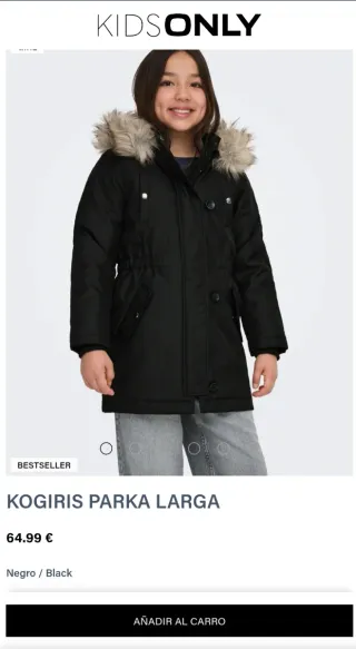 Parka Chaquetón Niña Negro. A estrenar