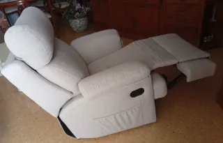 Sillón relax tela beige claro