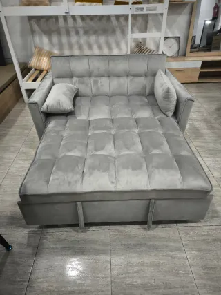 Sofá Cama Gris Terciopelo