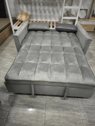 Sofá Cama Gris Terciopelo