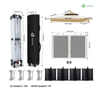 Carpa Gazebo Plegable 3.6x3.6m con Laterales