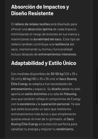 Saco de Boxeo Evergy Élite 30kg